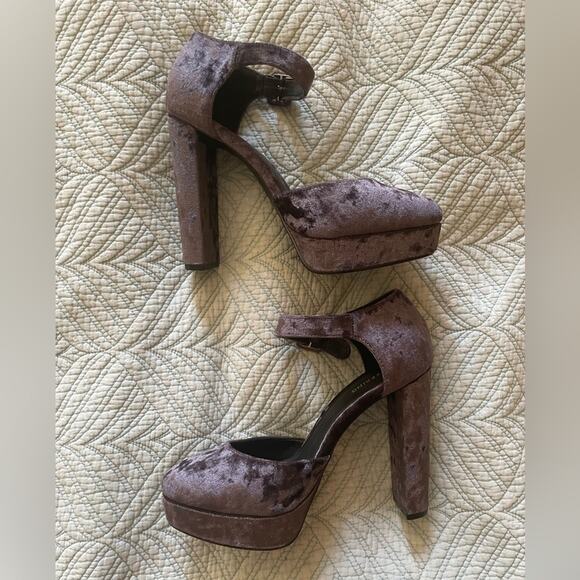Call it Spring Whimsygoth Crushed Velvet Deep Purple Platform Heel Sz 8.5 - Picture 3 of 12